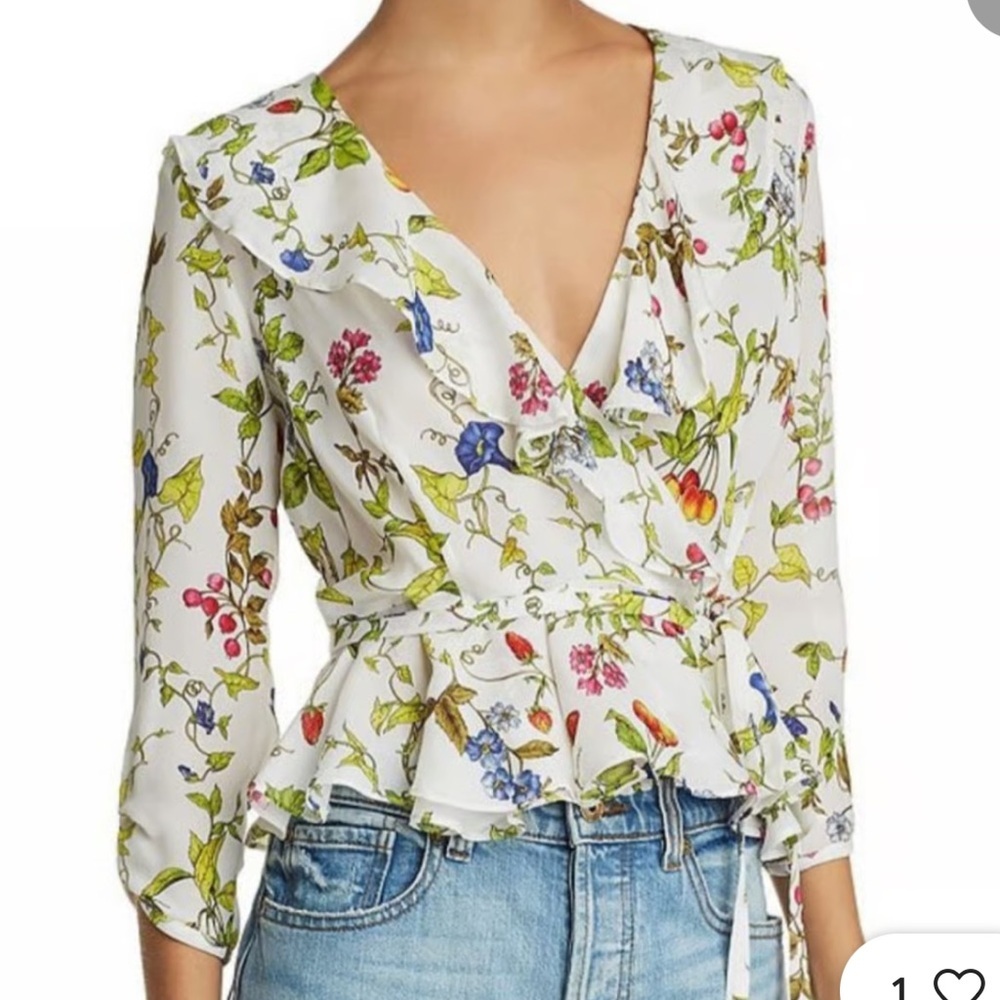 Milly Silk Ruffle Wrap Blouse Size 8